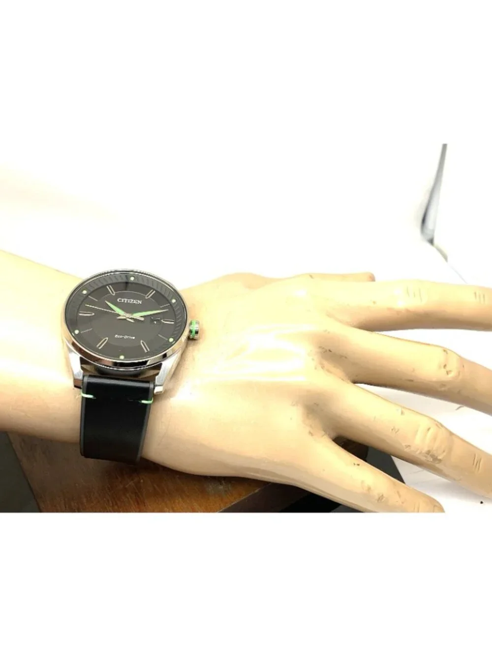 Citizen Men's Watch BM6980-08E Eco-Drive Green Black Dial Leather Band 42mm